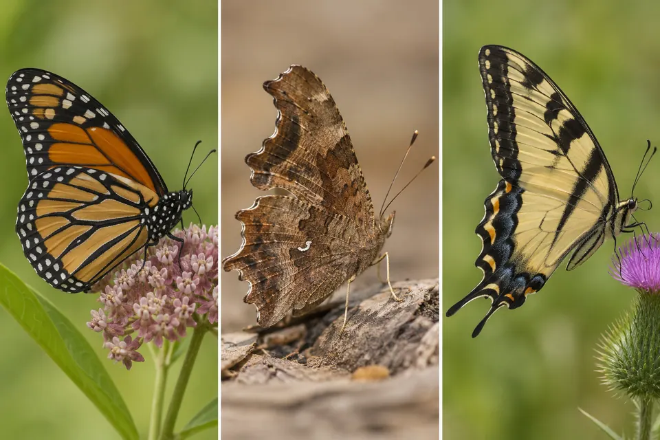 Contours d'ailes de papillons aux bords arrondis, aux festons profonds et aux longues queues sur les ailes postérieures
